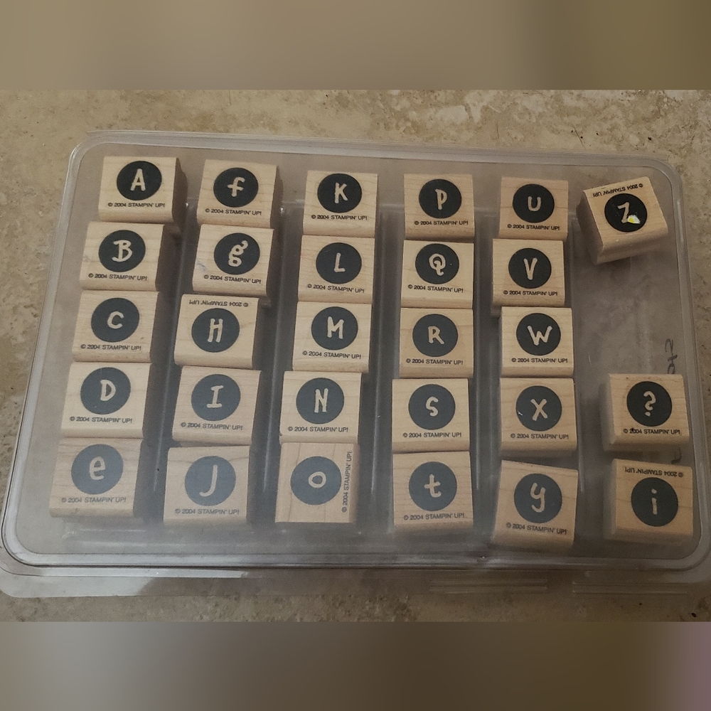 Stampin up Alphadots stamps wood mounted retired